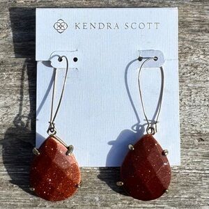 Vintage Kendra Scott Allison Drop Earrings • Goldstone • Gold • Retired